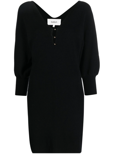 Ba&sh Hazia Long-sleeve Knitted Dress In Black | ModeSens