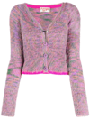 Andersson Bell Contrast-trim Patterned Cardigan In Violett