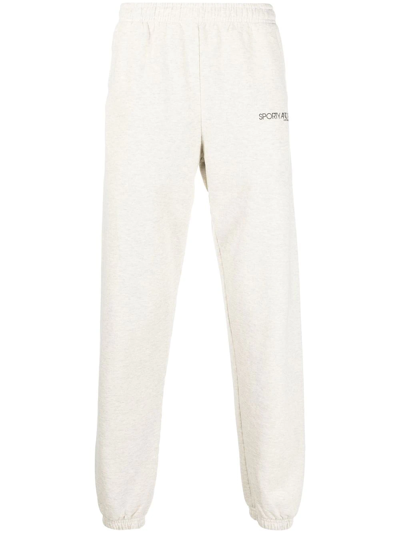 Sporty And Rich Logo-print Tracksuit Bottoms In Grey