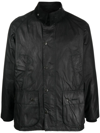 Barbour Bedale Waxed Cotton Jacket In Schwarz