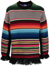 Junya Watanabe Striped-knit Crew-neck Jumper In Grey