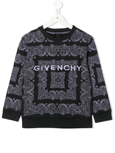 Givenchy Logo-embroidered Bandana-pattern Sweatshirt In Grey