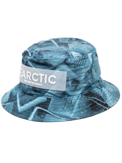 Emporio Armani Graphic-print Bucket Hat In Blau