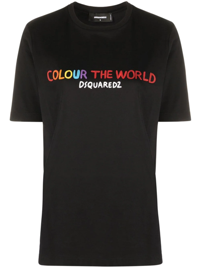 Dsquared2 Slogan-print T-shirt In Black