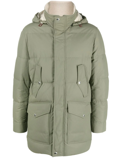 Brunello Cucinelli Hooded Padded Coat In Grün