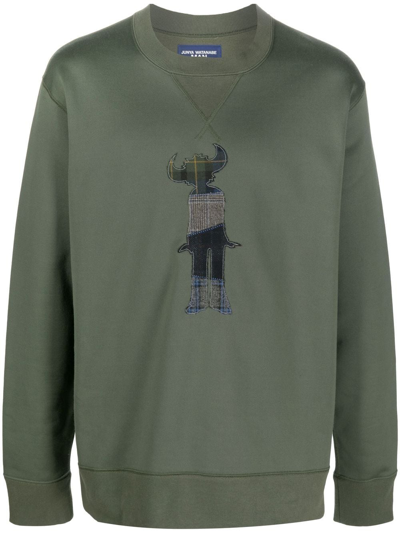 Junya Watanabe Appliqué-detail Crew-neck Sweatshirt In Green