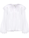 Isabel Marant Étoile Georgina Lace-insert Cotton-blend Gauze Blouse In Weiss