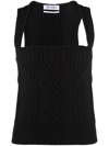 Attico Sofia Knitted Sleeveless Top In Schwarz