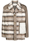 FENG CHEN WANG PLAID PANELLED BUTTON-UP COAT