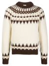 Saint Laurent Fair Isle-style Knitted Jumper In Nude