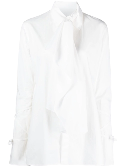 Yohji Yamamoto Pussy-bow Draped Shirt In White