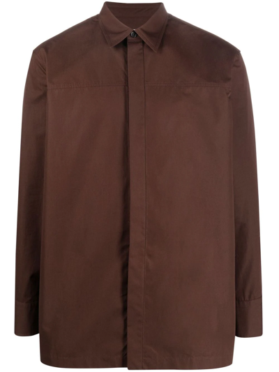 Jil Sander Concealed Front-fasten Shirt In Braun