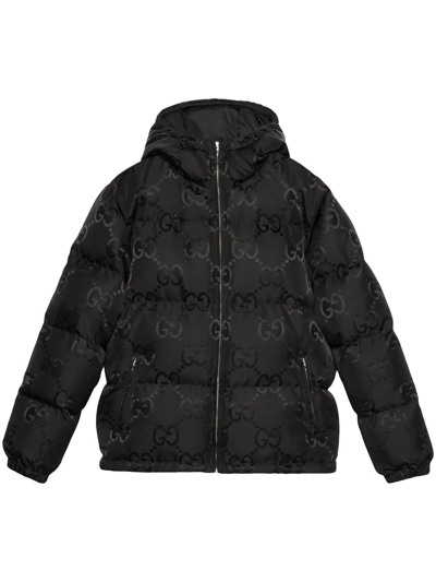 Gucci Black Padded Jacket In Jumbo Gg Fabric