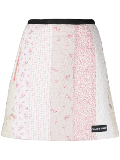 Marine Serre Patchwork A-line Mini Skirt In Rosa