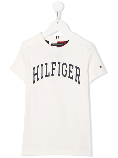 Tommy Hilfiger Junior Varsity Logo-embroidered T-shirt In Weiss