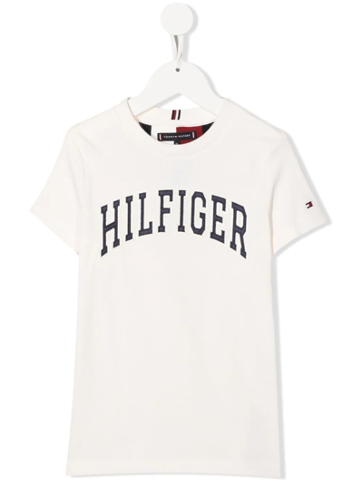 Tommy Hilfiger Junior Kids' Varsity Logo-embroidered T-shirt In Weiss
