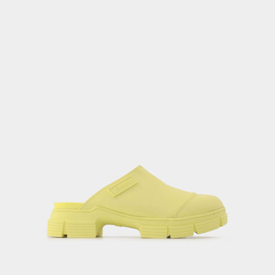 Ganni Yellow Recycled Rubber Retro Mules