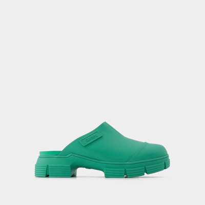 GANNI GREEN RECYCLED RUBBER RETRO MULES