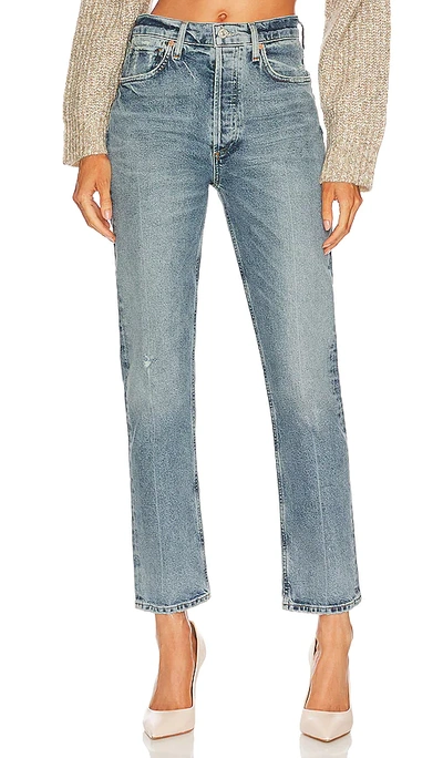 Citizens Of Humanity Dylan Distressed High-rise Straight-leg Jeans In Blue