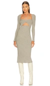 Simkhai Danika Cutout Detail Long Sleeve Rib Sweater Dress In Nougat Multi