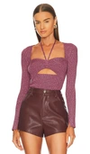 Jonathan Simkhai Alexia Marled Rib-knit Sweetheart Halter Top In Mulberry Multi