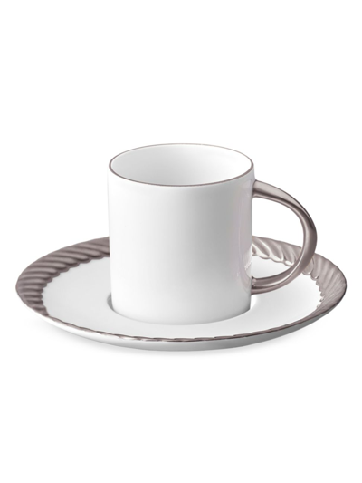 L'objet Corde Espresso Cup & Saucer Set In Silver