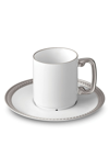 L'objet Soie Tressée Espresso Cup & Saucer Set In Platinum