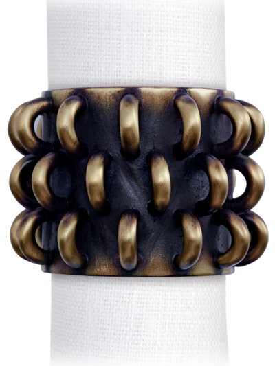 L'objet Tulum 4-piece Napkin Ring Set In Gold