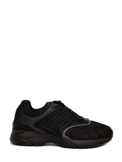 Fendi Faster Ff-embossed Detail Low-top Sneakers In Black
