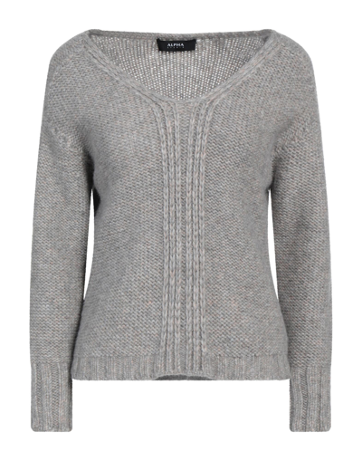 Alpha Studio Sweaters In Grey
