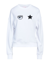 CHIARA FERRAGNI CHIARA FERRAGNI WOMAN SWEATSHIRT WHITE SIZE M COTTON, ELASTANE