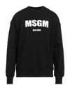 Msgm Logo Print Cotton Sweatshirt In Black
