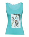 MR MASSIMO REBECCHI MR MASSIMO REBECCHI WOMAN TOP TURQUOISE SIZE L VISCOSE, ELASTANE