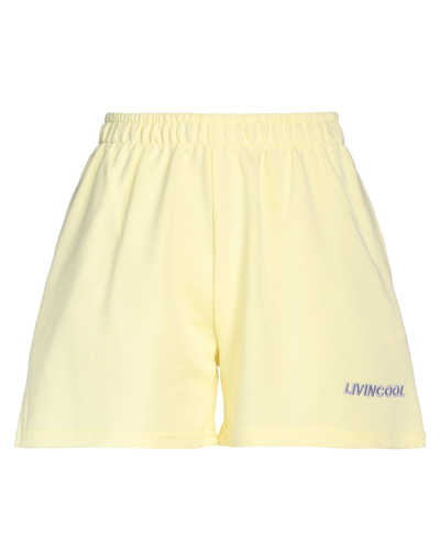 Livincool Woman Shorts & Bermuda Shorts Light Yellow Size L Cotton