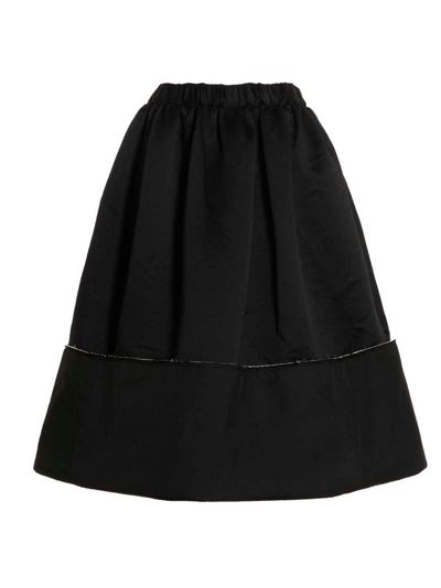 Comme Des Garçons Multimaterial Midi Skirt In Black