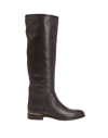 LEONARDO PRINCIPI LEONARDO PRINCIPI LEATHER TALL BOOTS WITH EMBELLISHMENT WOMAN BOOT DARK BROWN SIZE 6 CALFSKIN