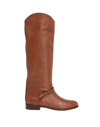 LEONARDO PRINCIPI LEONARDO PRINCIPI LEATHER BUCKLE TALL BOOTS WOMAN BOOT TAN SIZE 8 CALFSKIN