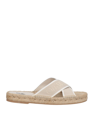 Off-white Woman Espadrilles Beige Size 5 Textile Fibers