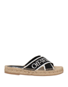 Off-white Logo Cross Strap Espadrille Slide Sandal In Black