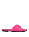 Off-white Woman Sandals Fuchsia Size 8 Soft Leather In Pink