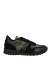Valentino Garavani Rockrunner Camouflage Lace In Military Green