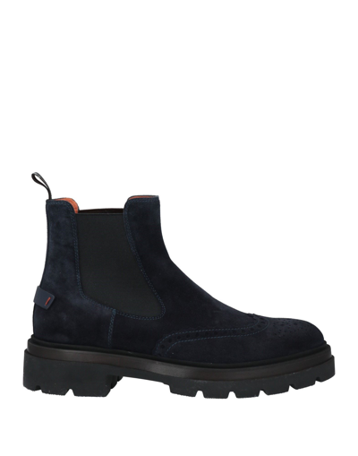 SANTONI SANTONI MAN ANKLE BOOTS MIDNIGHT BLUE SIZE 11 LEATHER