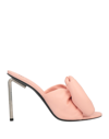 Off-white Bow-detail Padded Mules In Pink