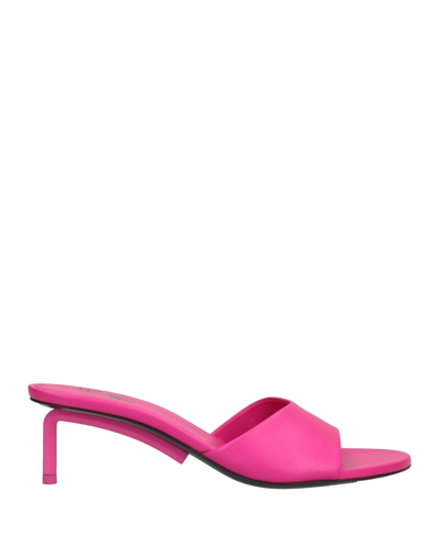 Off-white Woman Sandals Fuchsia Size 6 Soft Leather In Pink