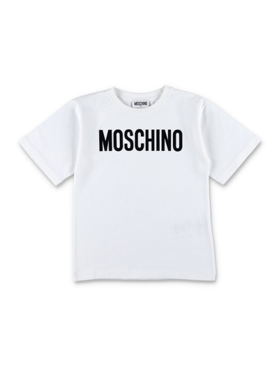 Moschino Kids' Shiny Logo S/s T-shirt In White