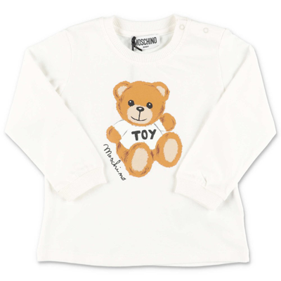 Moschino Kids Teddy Bear Printed Crewneck Sweatshirt In White