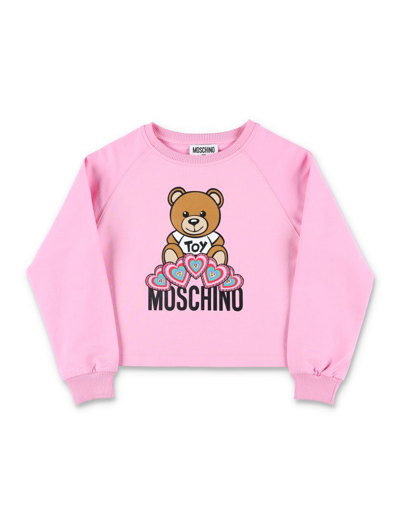 Moschino Kids Logo Printed Crewneck Sweatshirt In Pink