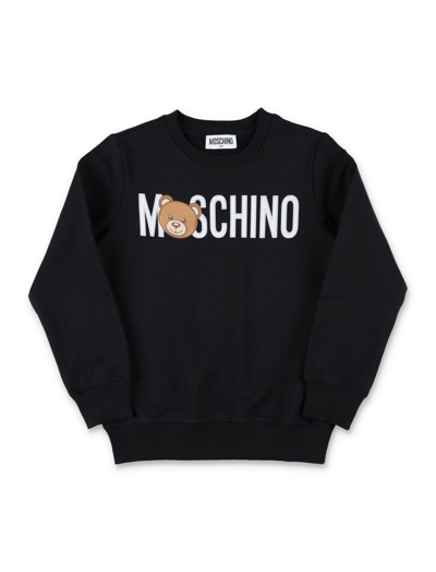 Moschino Kids' Logo-print Cotton Sweatshirt In Black