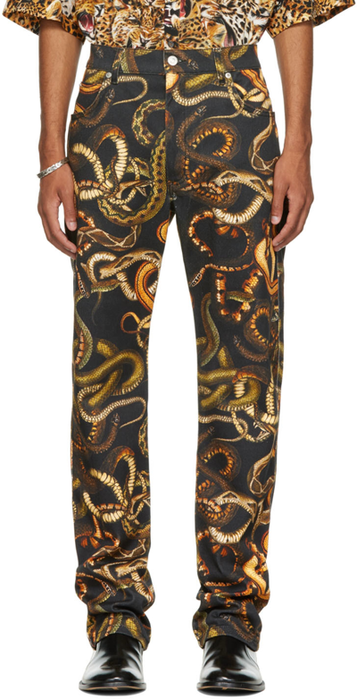 Lu'u Dan Black Snake Pit Jeans In All Over Snake Print