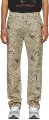 Lu'u Dan Beige Snake Jeans In Light Wrapped Snakes